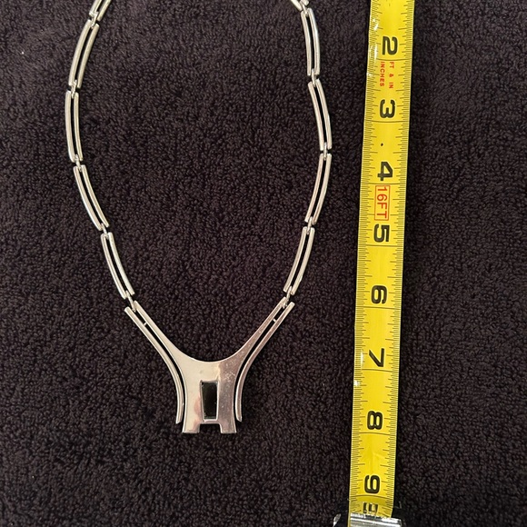 Erika Hult de Corral Ric Mexico Sterling Silver Modernist Necklace Black Onyx - Picture 2 of 4